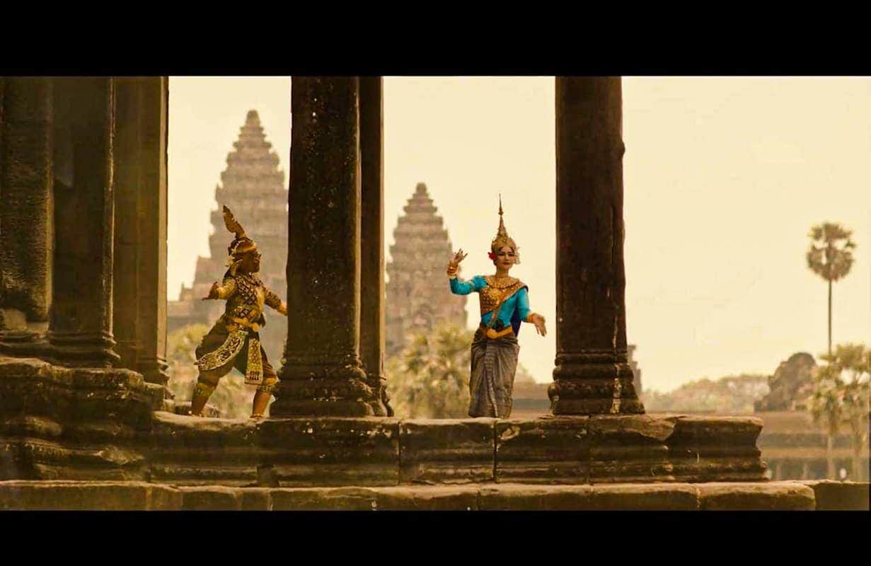 Traditional Khmer dancers performing at Angkor Wat temple in Siem Reap, Cambodia.