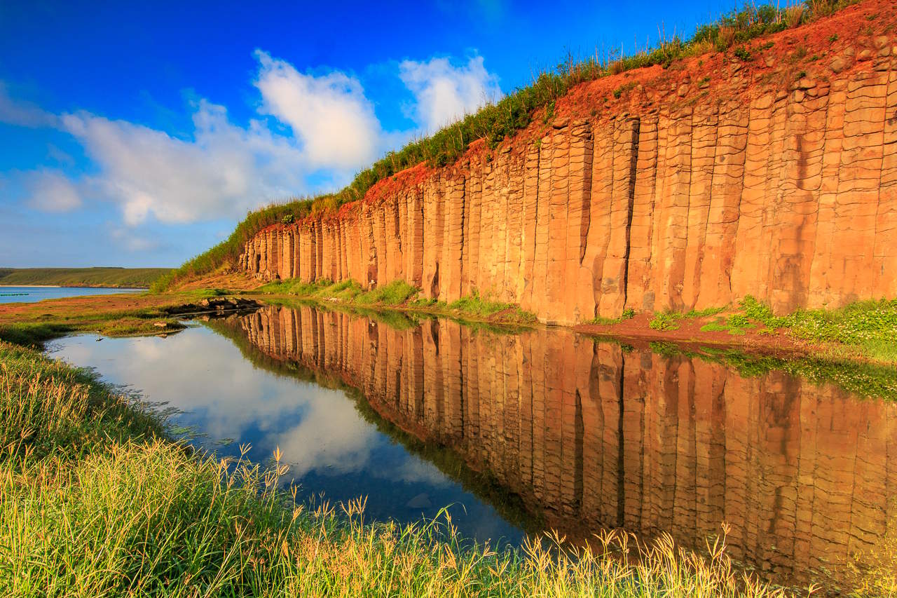Basalt sea cliffs and shoreline in the Penghu Islands, Taiwan